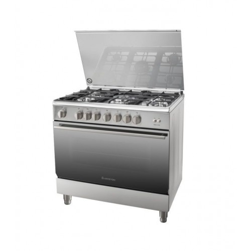 Ariston Gas Cooker 90 cm 5 Burners Iron Cast Stainless Steel: A9GG1FC X ...