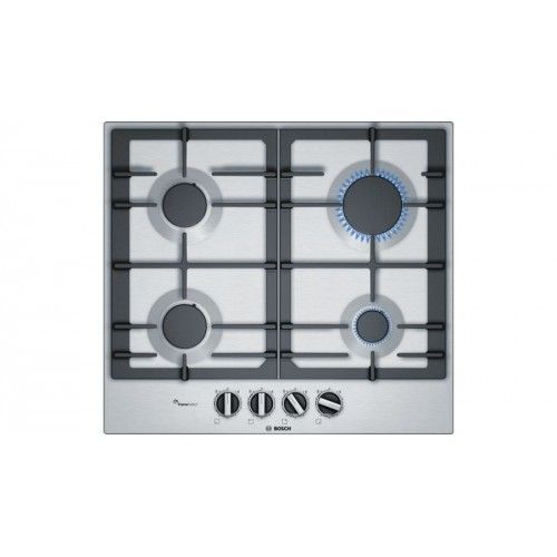 Bosch Built-In Gas Hob 4 Burner 60 cm Iron Cast Stainless Steel: PCP6A5B90M