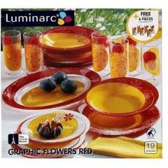 Luminarc Graghic Flower Red 19 pieces