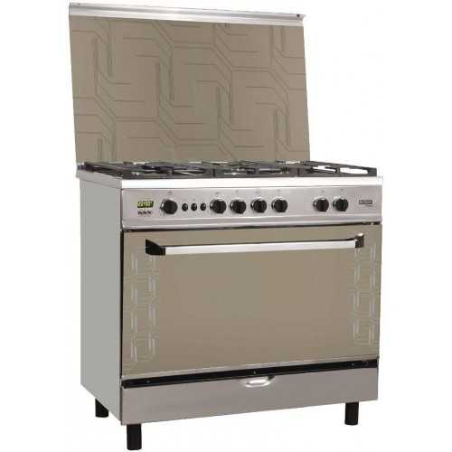 Fresh Gas Cooker 5 Burners 90x60 cm Safety With Fan and Timer Stainless Digital: Plaza 90 Digital