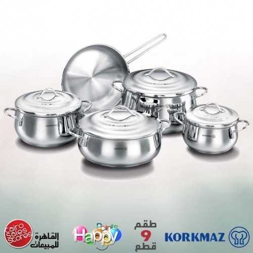 KORKMAZ GALA Kitchen Pot 9 Pieces Stainless Steel: A1058