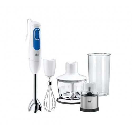 Braun MultiQuick 3 Hand Blender 700 Watt With Chopper and Spice Grinder White and Blue MQ3038 WH