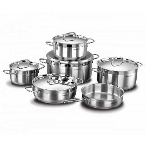 KORKMAZ ALFA XL Kitchen Pot 11 Pieces Stainless Steel: A1641