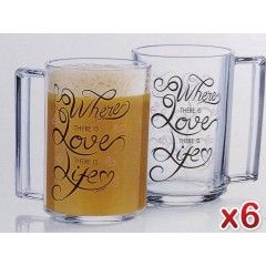 LUMINARC LOVE MAKES LIFE Cups Set 6 Pieces: N9319