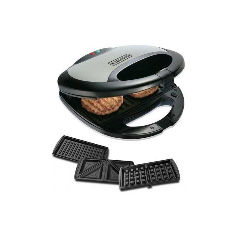 Black & Decker 2 Slots Sandwich Maker With Grill and Waffle Maker TS2090