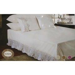 SONAY Bed sheet Size 240cm*250 cm Embroidered from Organza Set 5 Pieces B-2020