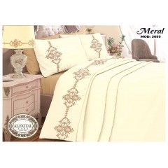 MERAL Bed sheet Size 240cm*250 cm Embroidered Set 5 Pieces B-3055