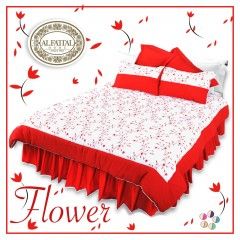 FLOWER Quilt Stiches Embroidered Filled of Fiber Size 240 cm*250 Set 3 Pieces Q1005