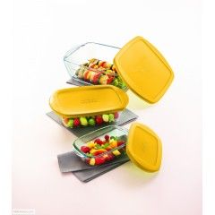 PYREX Set 3 pieces Glass Can used in Oven Yellow PY-510456