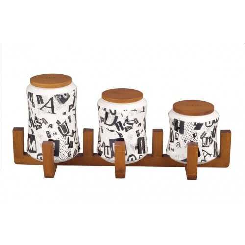 Oxford Ceramic Round Spice Set 3 pieces With Stand A6