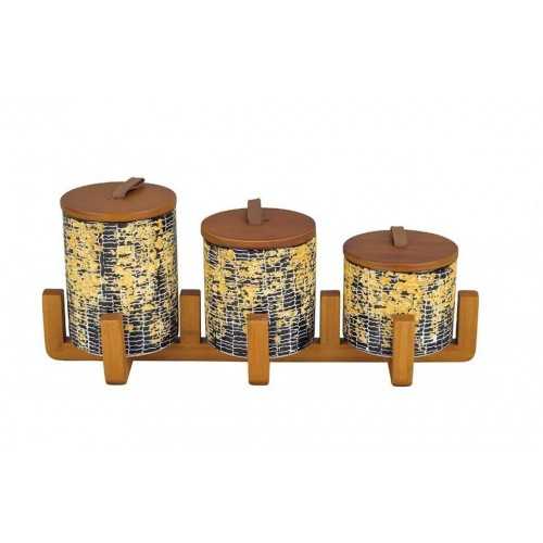 Oxford Ceramic Round Spice Set 3 pieces With Stand A6-2