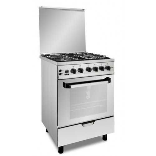 Fresh Gas Cooker 4 Burners 60x60 cm Safety With Fan Stainless: Plaza 60*60