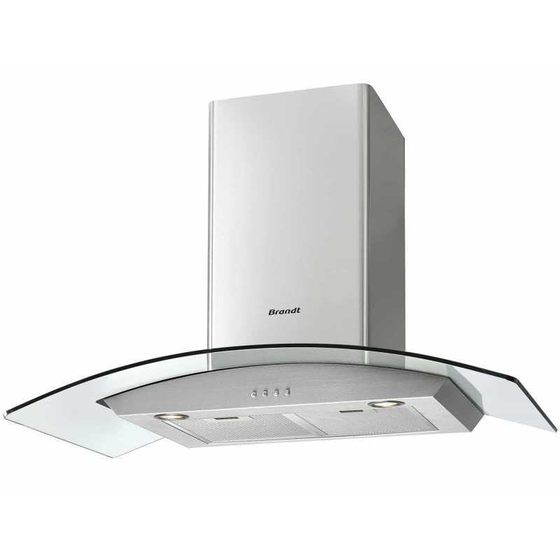 Brandt Wall Mounted Extractor Hood 90 Cm 807 M3 H Glass And Stainless Ad1070x