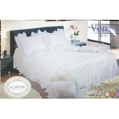 ELFATTAL Venus Embroidered Bedcover Set Satin With Organza Edges 4 Pieces F-915