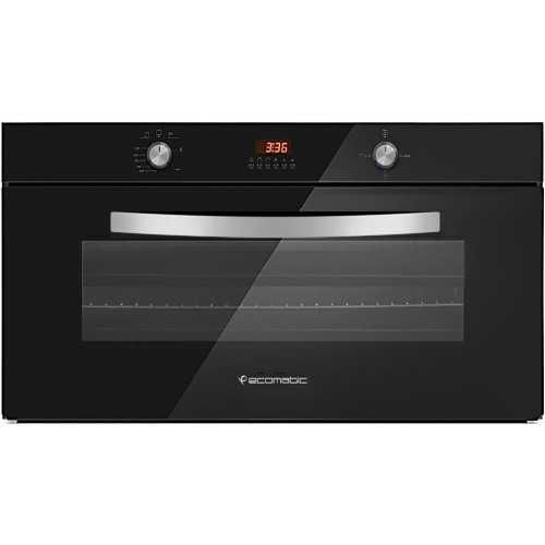 Ecomatic Built-in Black Crystal Gas Oven 90 cm With Gas Grill & 2 Fans Digital G9104GTD