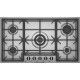 Ecomatic Built-In Hob 90 cm 5 Gas Burners Cast Iron Frontal Control Stainless New Design S903FC
