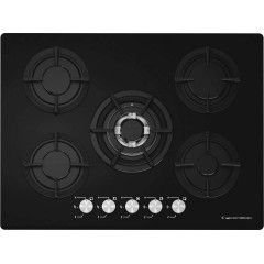 Ecomatic Built-In Crystal Hob 70 cm 5 Gas Burners Cast Iron Full Safety Black S707ALC