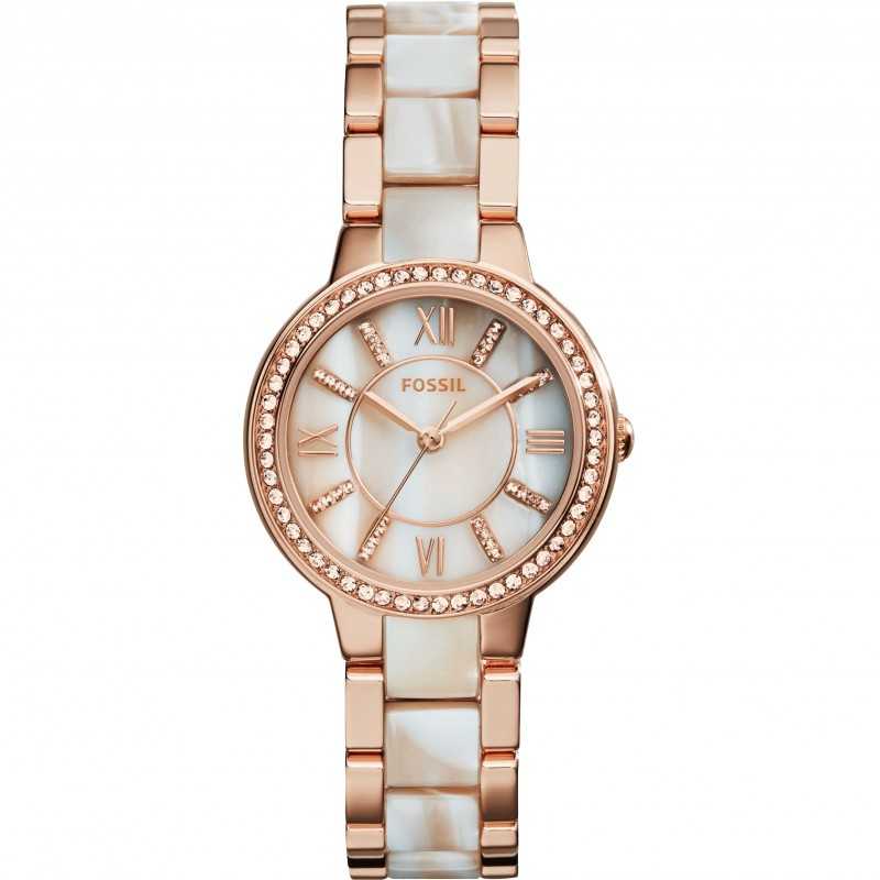 FOSSIL Virginia Women's Gold Rose Stainless Steel Watch ES3716