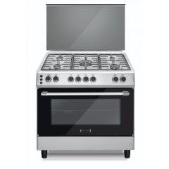 Ecomatic Cooker 90x60 cm 5 Burners Cast Iron Safety Stainless FS9204M