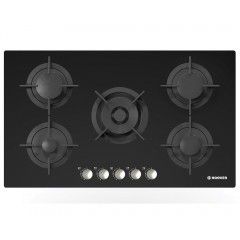 HOOVER Built-In Hob 90 x 60 cm 5 Gas Burners In Black Glass Color HGV95SMWCGB