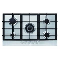 Glem Gas Hob 90 CM Cast Iron Safety Self Ignition Stainless GT955HIX