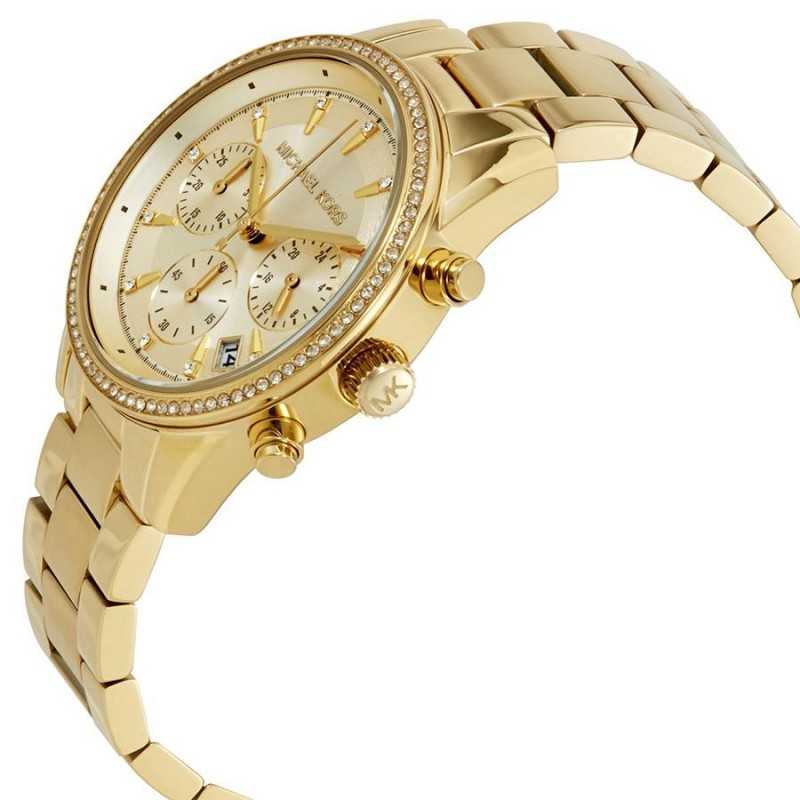 Michael Kors Ladies Watch Slim Runway LOVE Gold MK3803  Watches   Crystals