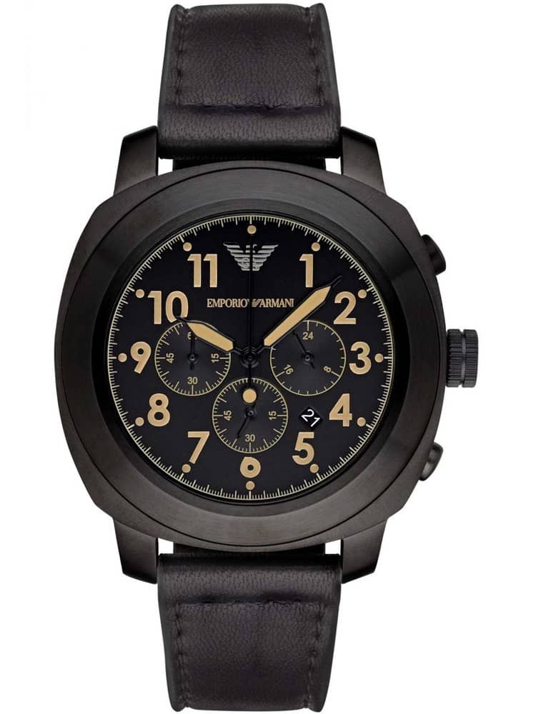 Leather Watch Chronograph Black AR6061