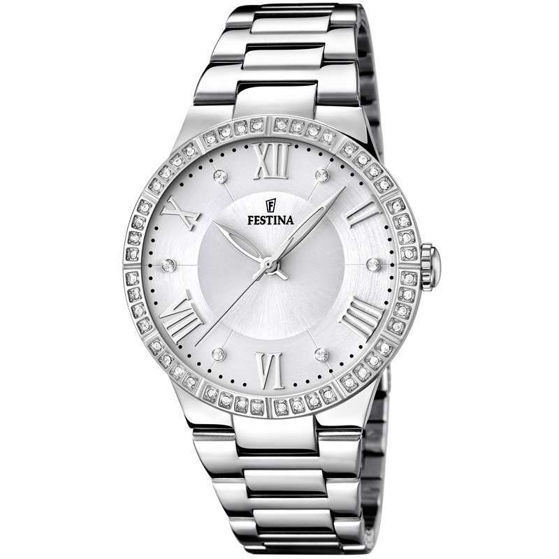 Festina Women S Watch Stainless Steel Silver Dial With Crystals F