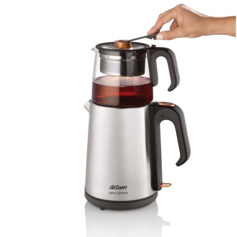 Arzum Turkish Tea Machine And Kettle 2*1 1650 Watt Stainless Steel