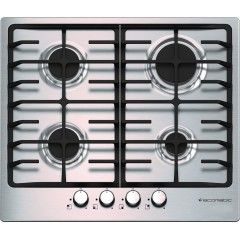 Ecomatic Built-In Hob 60 cm 4 Gas Burners Cast Iron Full Safety Stainless Steel S603BC