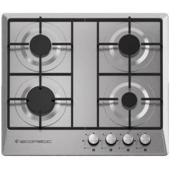 Ecomatic Built-In Hob 60 cm 4 Gas Burners Cast Iron Full Safety Stainless Steel S603OBC