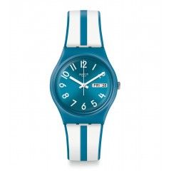 SWATCH Unisex Blue-White Band With Blue Dial Watch Analoge Silicone GS702