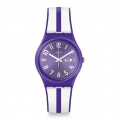 SWATCH Women's Purple-White Band With Purple Dial Watch Analoge Silicone GV701