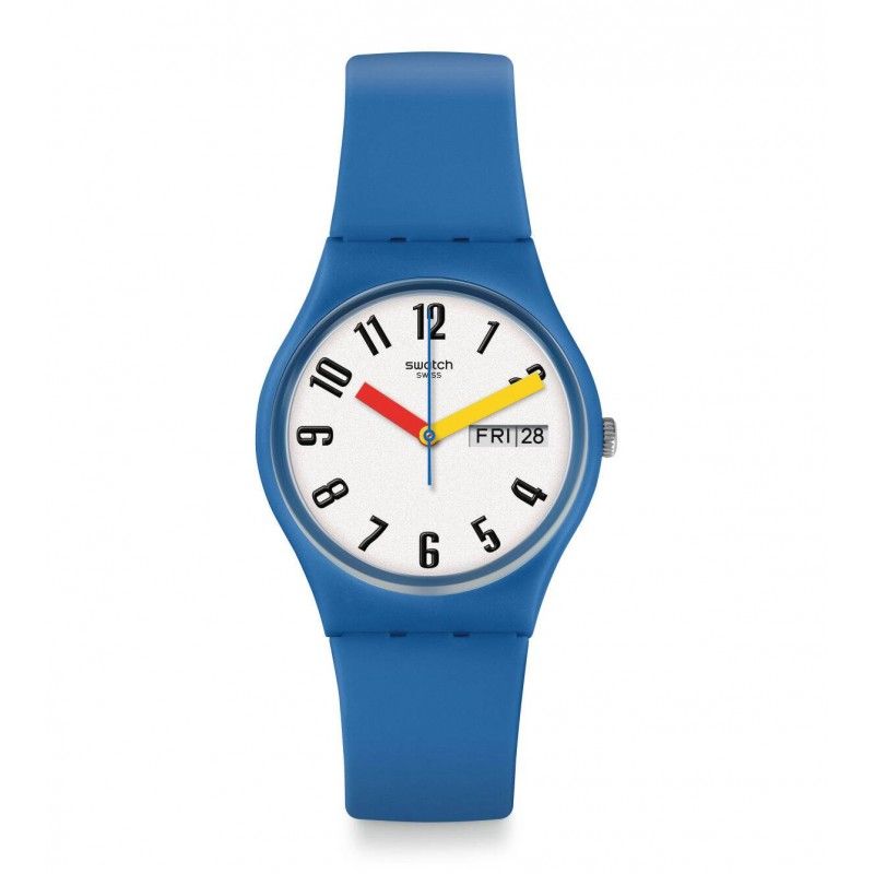 SWATCH Unisex Blue Band With White Dial Watch Analoge Silicone GS703 ...