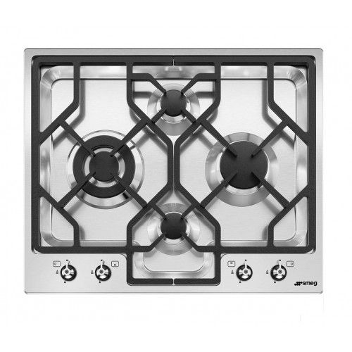 SMEG Built In Hob 4 Burners Gas Cast Iron Stainless Steel PGF 64-4