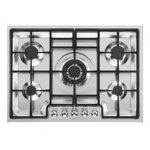SMEG Built In Hob 4 Burners 72 cm Gas Cast Iron Full Safety Stainless Steel PGF 75