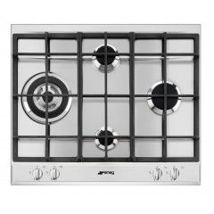 SMEG Built In Hob 4 Burners 60 cm Gas Cast Iron Full Safety Stainless Steel P 261XGH