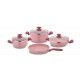 KORKMAZ Mia Granite Cookware Set 7 Pieces Pink A 1144