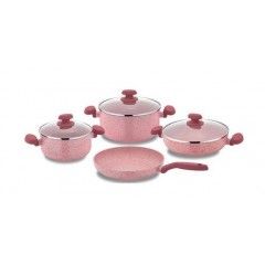 KORKMAZ Mia Granite Cookware Set 7 Pieces Pink A 1144