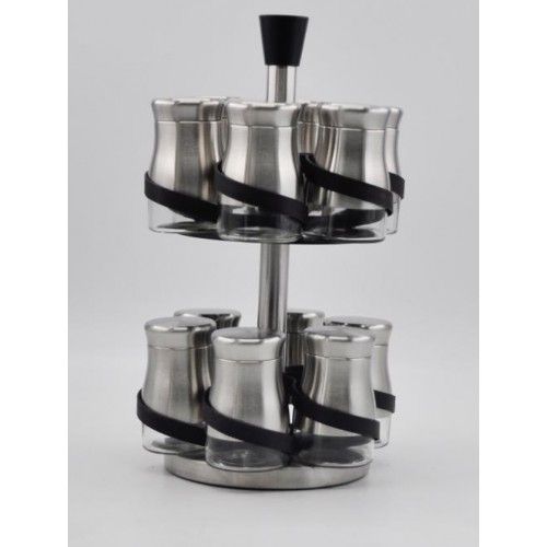 Joseph Spice Set 12 pieces Glass With Stand Silver MA-1241
