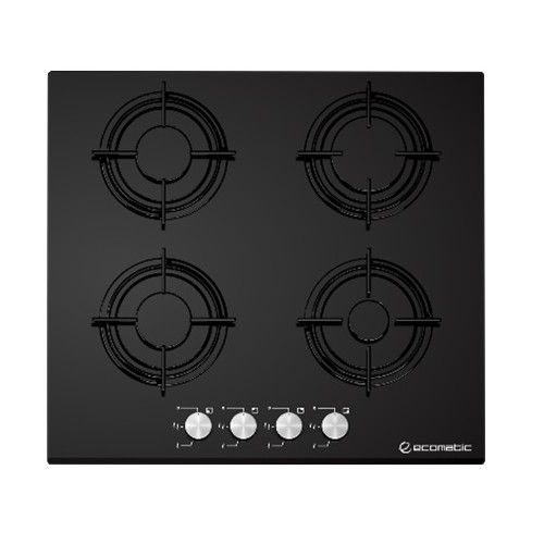 Ecomatic Built-In Hob 60 cm 4 Gas Burners Crystal Full Safety Black Colour S607ALBS