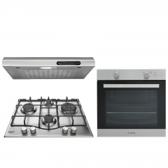 Ariston Gas Oven With Electric Grill and Gas Hob 60cm 4 Burners and Hood 60cm 165m³/h GA3 124 C IX A