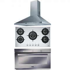 Franke Built-in Gas Oven 90cm Electric Grill & Chimney Hood 90cm 715 m3/h and Hob 90cm 5 Burners FOS 419 G XS LPG *S