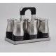 Joseph Spice Set 6 pieces Glass*Stainless With Stand Silver MA-0618