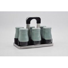 Joseph Spice Set 6 pieces Glass*Stainless With Stand Green MA-0620