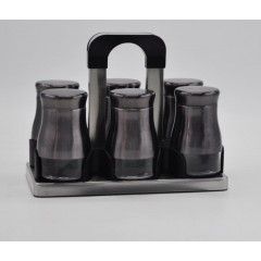 Joseph Spice Set 6 pieces Glass*Stainless With Stand Brown MA-0619