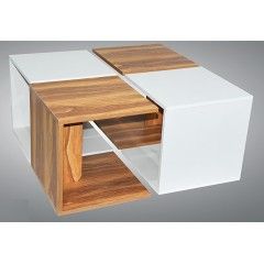 Wood & More Coffee Table 4 Pieces 80*80 cm White*Light Brown CT-4P-SQ (LB)