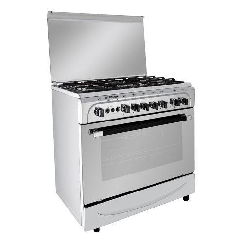 Fresh Moderno Gas cooker 5 Gas Burners 80x55 cm With Fan Full Safety Cast Iron Stainless Moderno 80*55