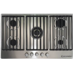 Ecomatic Built-In Hob 90 cm 5 Gas Burners Cast Iron Frontal Control Stainless safety S9003C