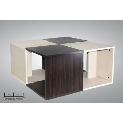 Wood & More Coffee Table 4 Pieces 80*80 cm White*Dark Brown CT-4P-SQ (DB)